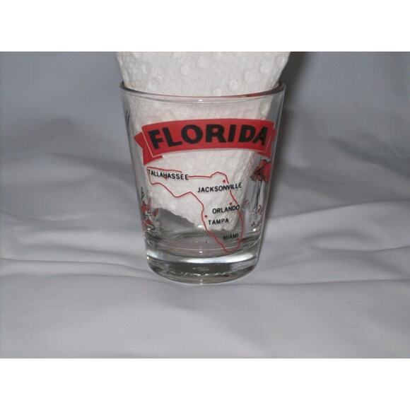 Florida Collectible Shot Glass Flamingo Swordfish Palm -021007 - Picture 1 of 2